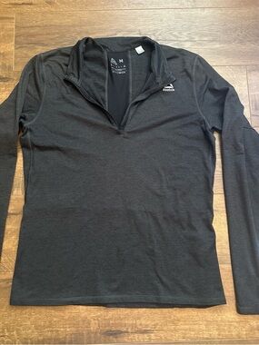Reebok Black Long-Sleeve Quarter Zip Performance Top
